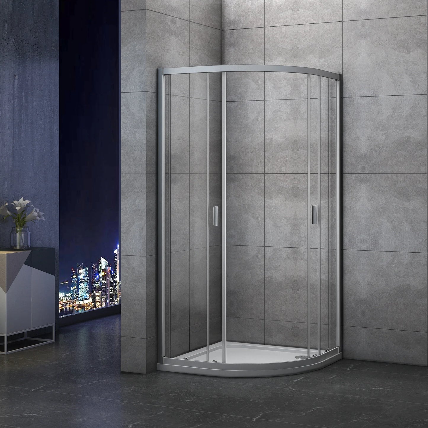 1850mm Quadrant Shower Enclosure Corner Entry Glass Cubicle, No Tray