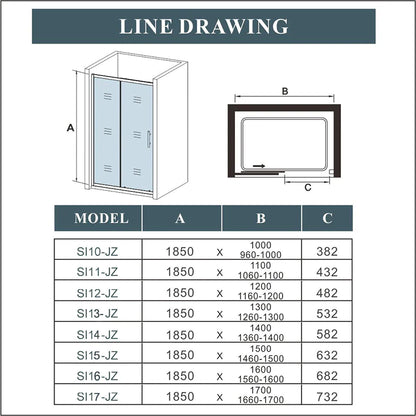 Sliding shower Enclosure Stone slimline Tray Tempered Clear Glass 1850mm Height