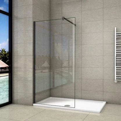 700-1400mm Walk in Wet Room Shower screen,8mm Easyclean glass,1850 1950 2000 mm Height black series