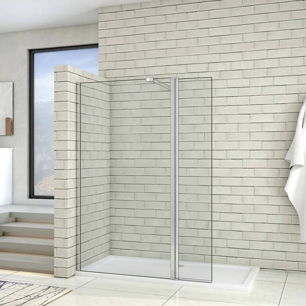 Walk in 8mm Easy Clean Shower Screen with 300mm Pivot Flipper Panel Shower Enclosuree