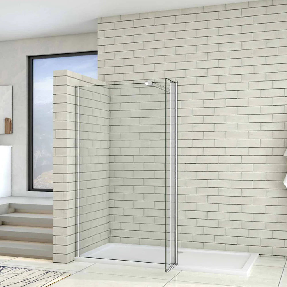 Walk in 8mm Easy Clean Shower Screen with 300mm Pivot Flipper Panel Shower Enclosuree