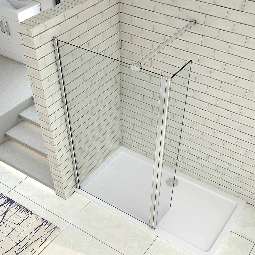 Walk in 8mm Easy Clean Shower Screen with 300mm Pivot Flipper Panel Shower Enclosuree