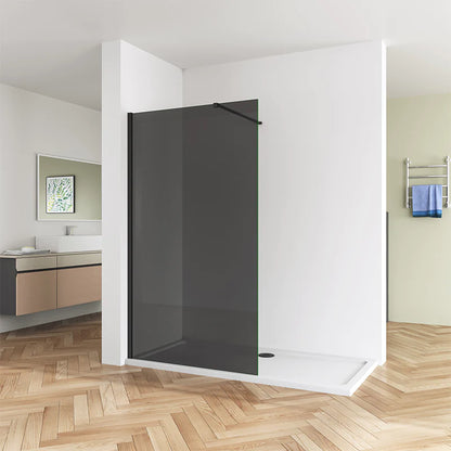 Walk In Shower Screen Dark Grey 8mm Easy Clean Glass NANO Panel Wet Room Shower Enclosure 1900mm Height