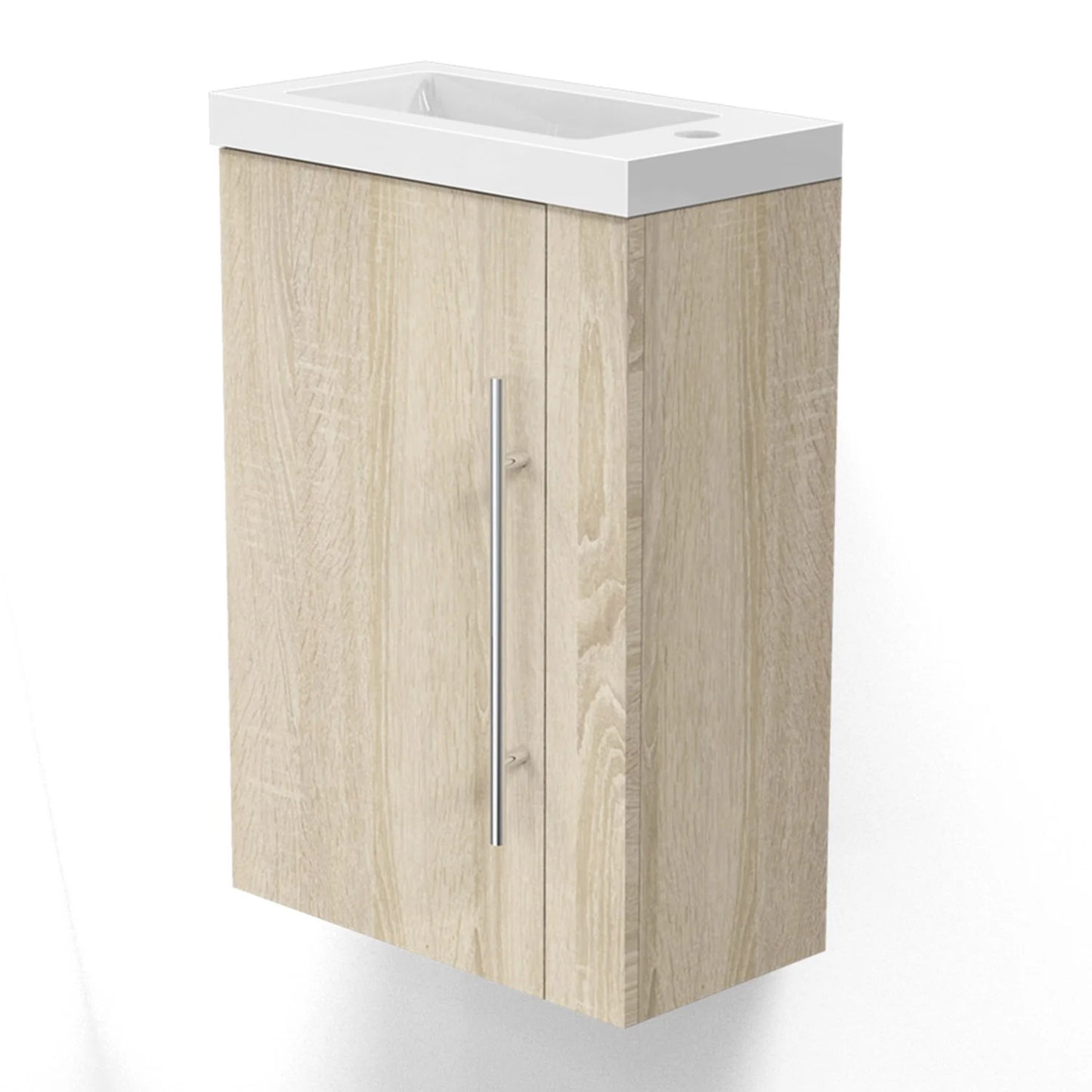 440×600 Bathroom Vanity Unit with Basin Oak Single Door Storage