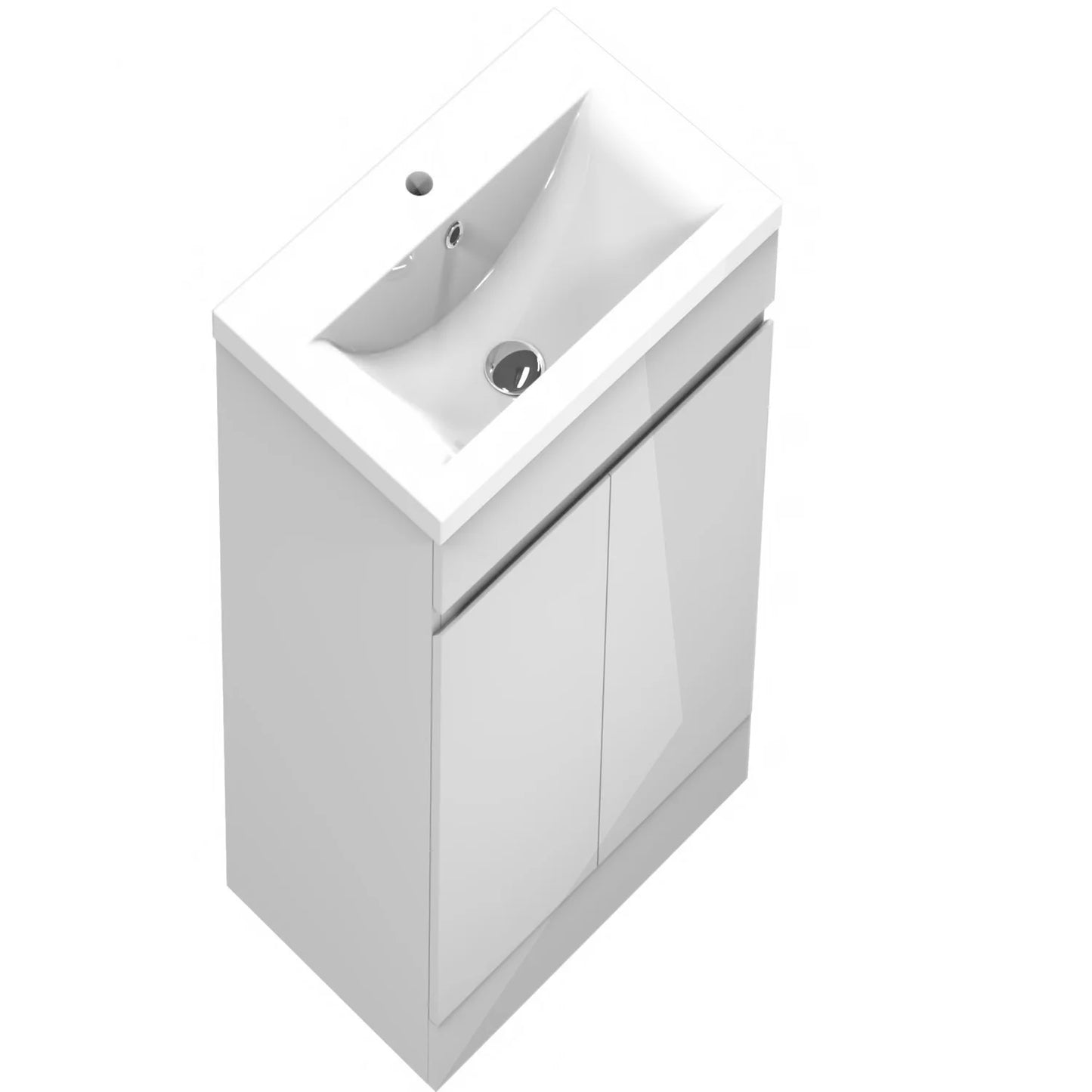 500 600mm Bathroom Vanity Unit with Resinous Basin|Gloss White|Floor standing