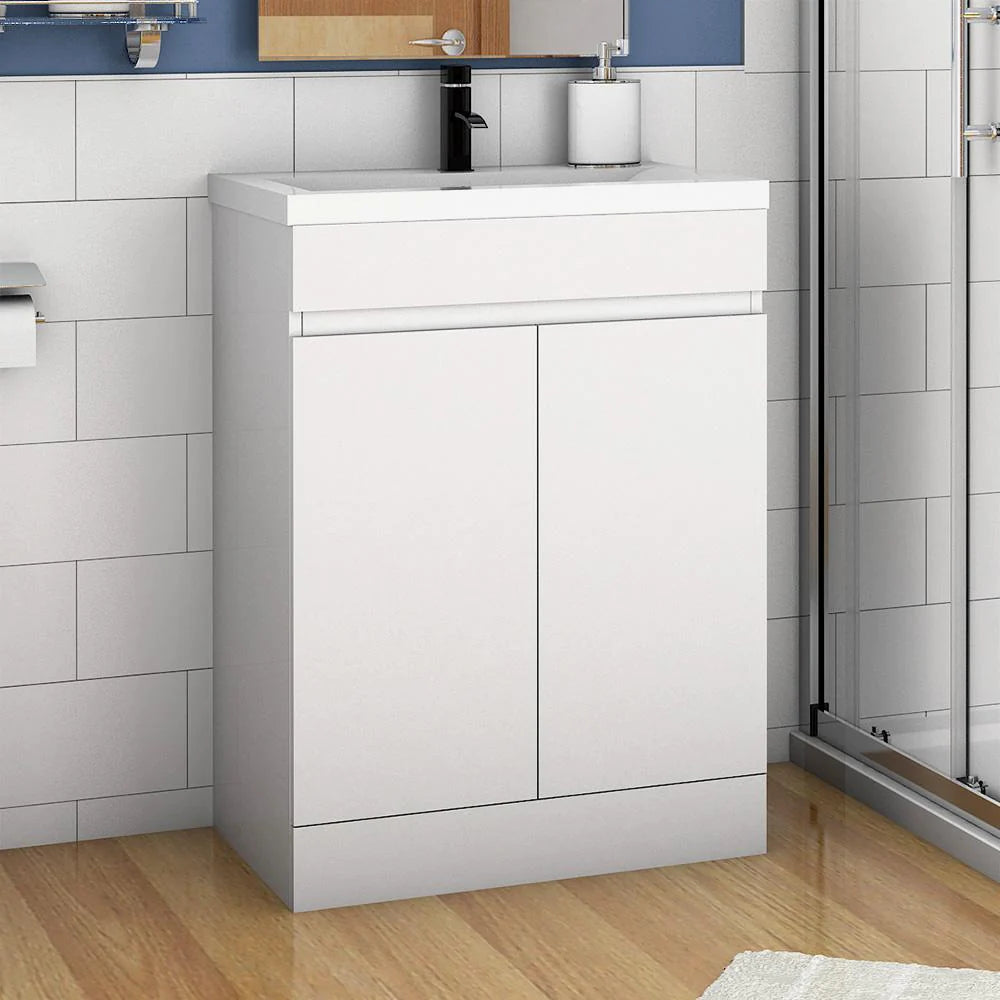 500 600mm Freestanding Bathroom Vanity Unit with Basin White Grey