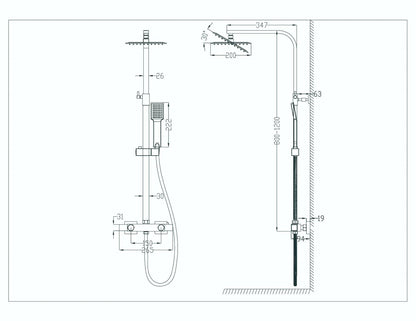 Bathroom Shower 38 Degrees Constant Temperature Shower, Single Function, Height Can Be Adjusted Freely.