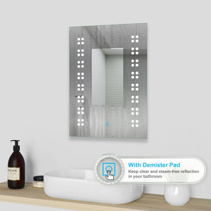 Bathroom Mirror with LED Lights, Anti Fog Wall Mounted 500 x 700mm