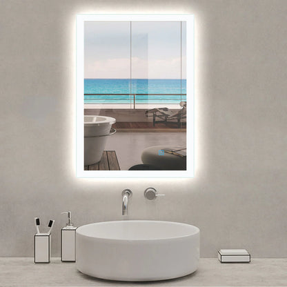 Demister Bathroom Wall Mirror with LED Lights-White Light