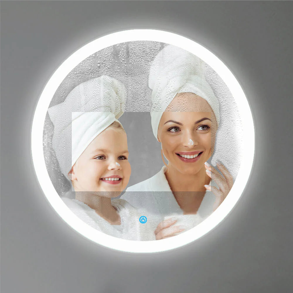 Round Illuminated Bathroom Mirror 600x600 with Demister