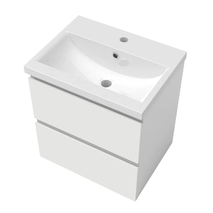 500 600mm Wall Hung Bathroom Vanity Units with Sink,2 Drawers,White