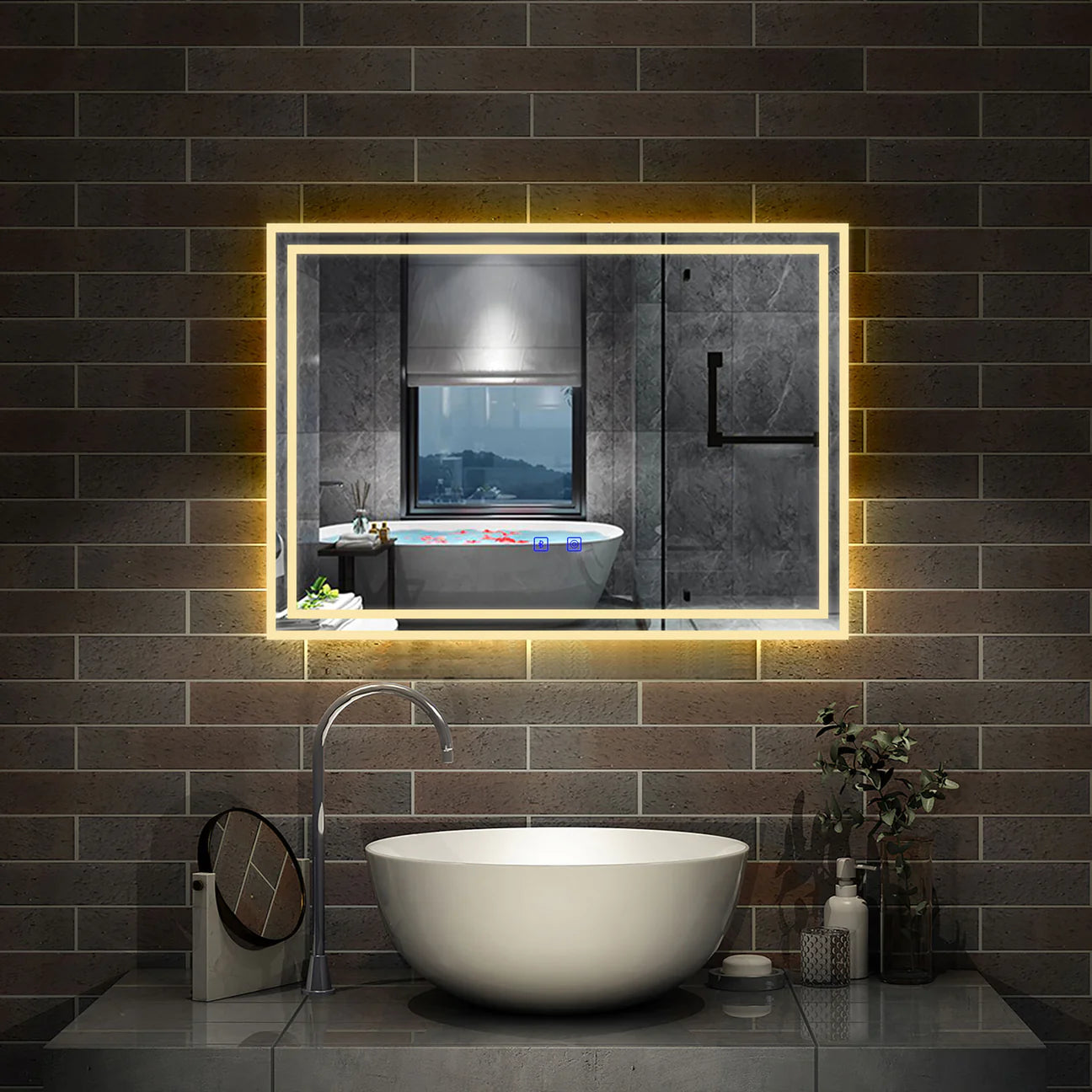 LED Bathroom Mirror with Demister Pad and Bluetooth|Dimming Function|Touch Switch|IP44|