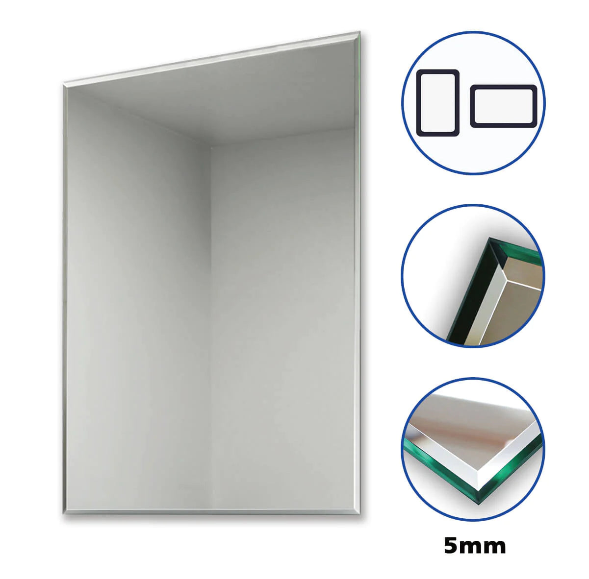 Flameless Plain Mirror Large Full Length with Wall Hanging Fixings