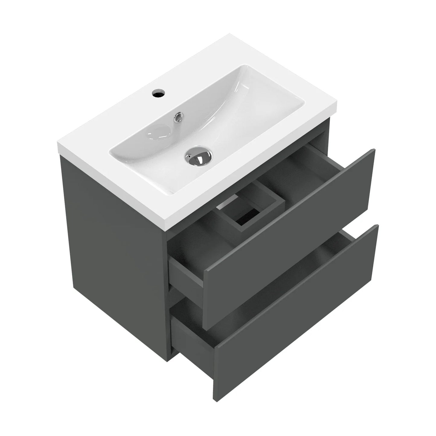 500mm Designer Bathroom Wall Hung Vanity Units with Sink,2 Drawers,White and Grey