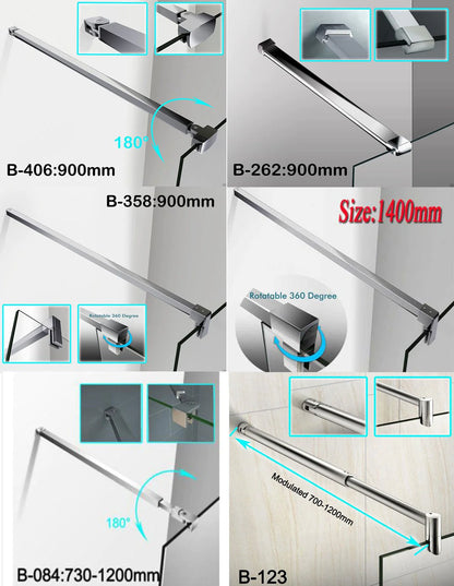 Shower Enclosure 70-140cm+30cm Screen Panel 8mm NANO Glass 200cm Height