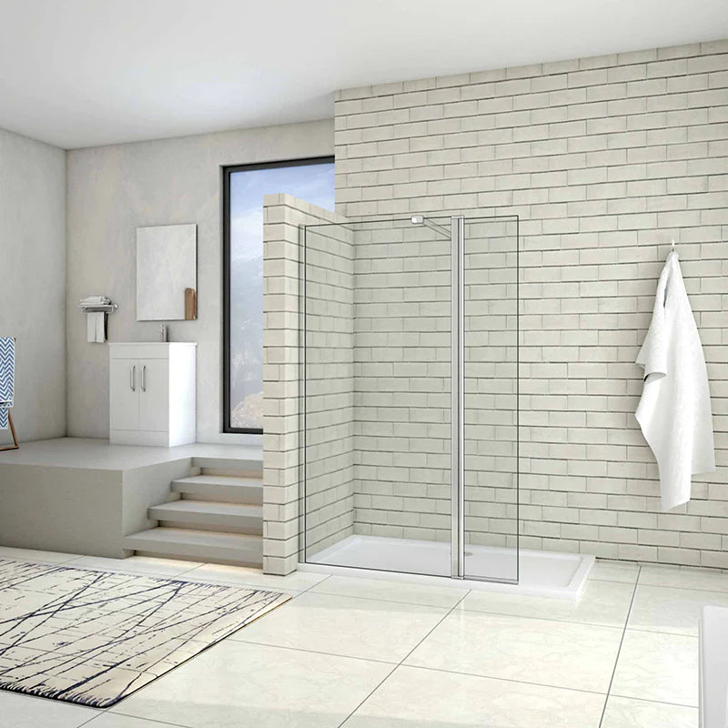 Walk in 8mm Easy Clean Shower Screen with 300mm Pivot Flipper Panel Shower Enclosuree