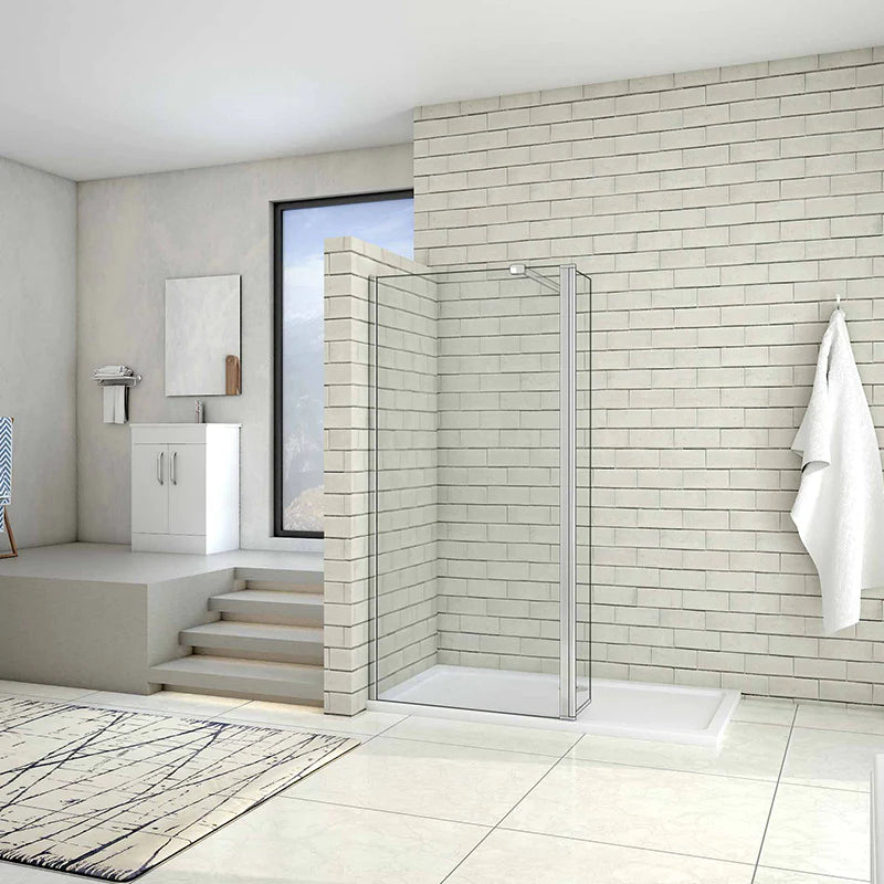 Walk in 8mm Easy Clean Shower Screen with 300mm Pivot Flipper Panel Shower Enclosuree