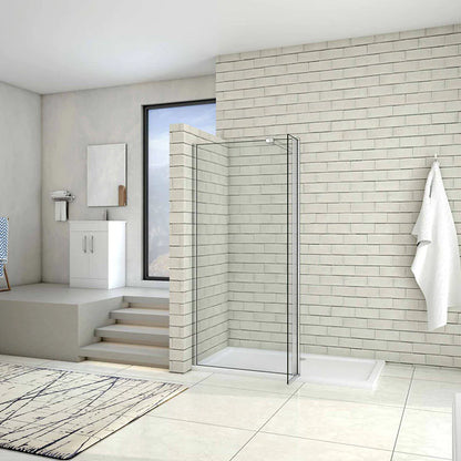 Walk in 8mm Easy Clean Shower Screen with 300mm Pivot Flipper Panel Shower Enclosuree